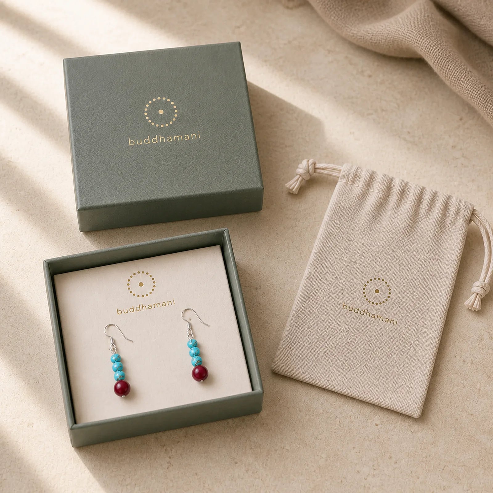 Tibetan 925 Sterling Silver Turquoise Cinnabar beads Protection Earrings featuring Silver, Turquoise, Cinnabar