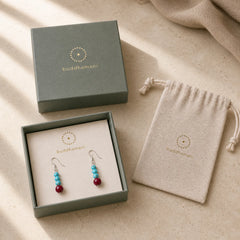 Tibetan 925 Sterling Silver Turquoise Cinnabar beads Protection Earrings featuring Silver, Turquoise, Cinnabar
