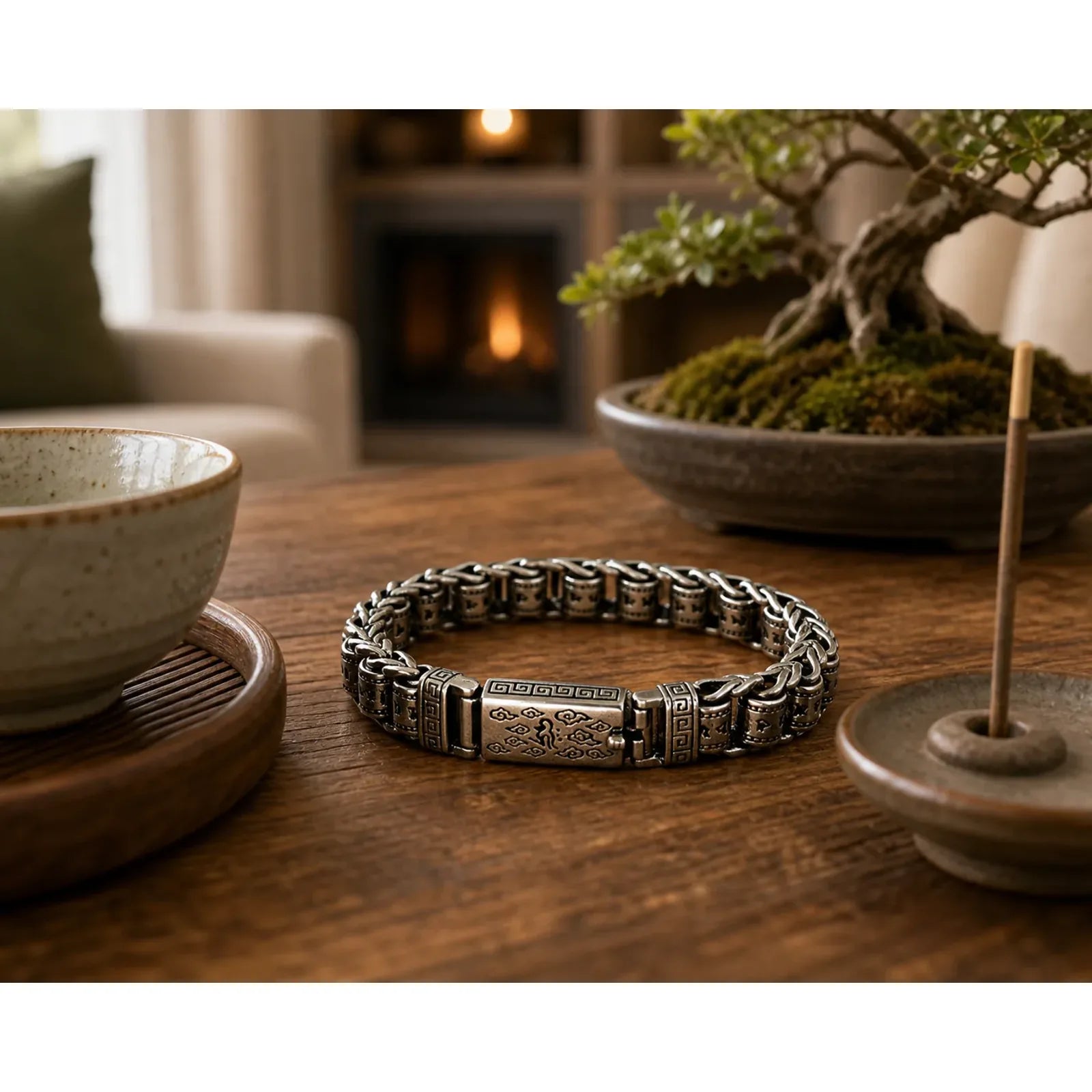 Tibetan Auspicious Clouds Copper Om Mani Padme Hum Peace Metal Bracelet featuring Copper, Om Mani Padme Hum, Om