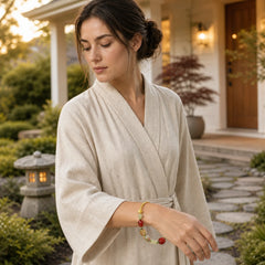 Tibetan Auspicious Clouds Fortune Happiness Wealth Luck Bracelet featuring Copper, Amber, Cinnabar