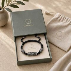 Tibetan Black String Copper Om Mani Padme Hum Pixiu Protection Braided Bracelet featuring Copper, Om Mani Padme Hum, Om