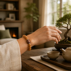 Tibetan Bodhi Seed Dzi Bead Keep Away Evil Spirits Bracelet featuring Bodhi Seed, Dzi Bead