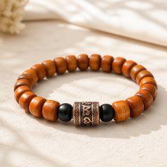 Tibetan Bone Beads Om Mani Padme Hum Strength Bracelet featuring Om Mani Padme Hum, Om, Six True Words (Om Mani Padme Hum)