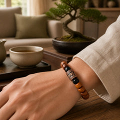 Tibetan Bone Beads Om Mani Padme Hum Strength Bracelet featuring Om Mani Padme Hum, Om, Six True Words (Om Mani Padme Hum)