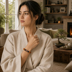 Tibetan Bone Beads Om Mani Padme Hum Strength Bracelet featuring Om Mani Padme Hum, Om, Six True Words (Om Mani Padme Hum)