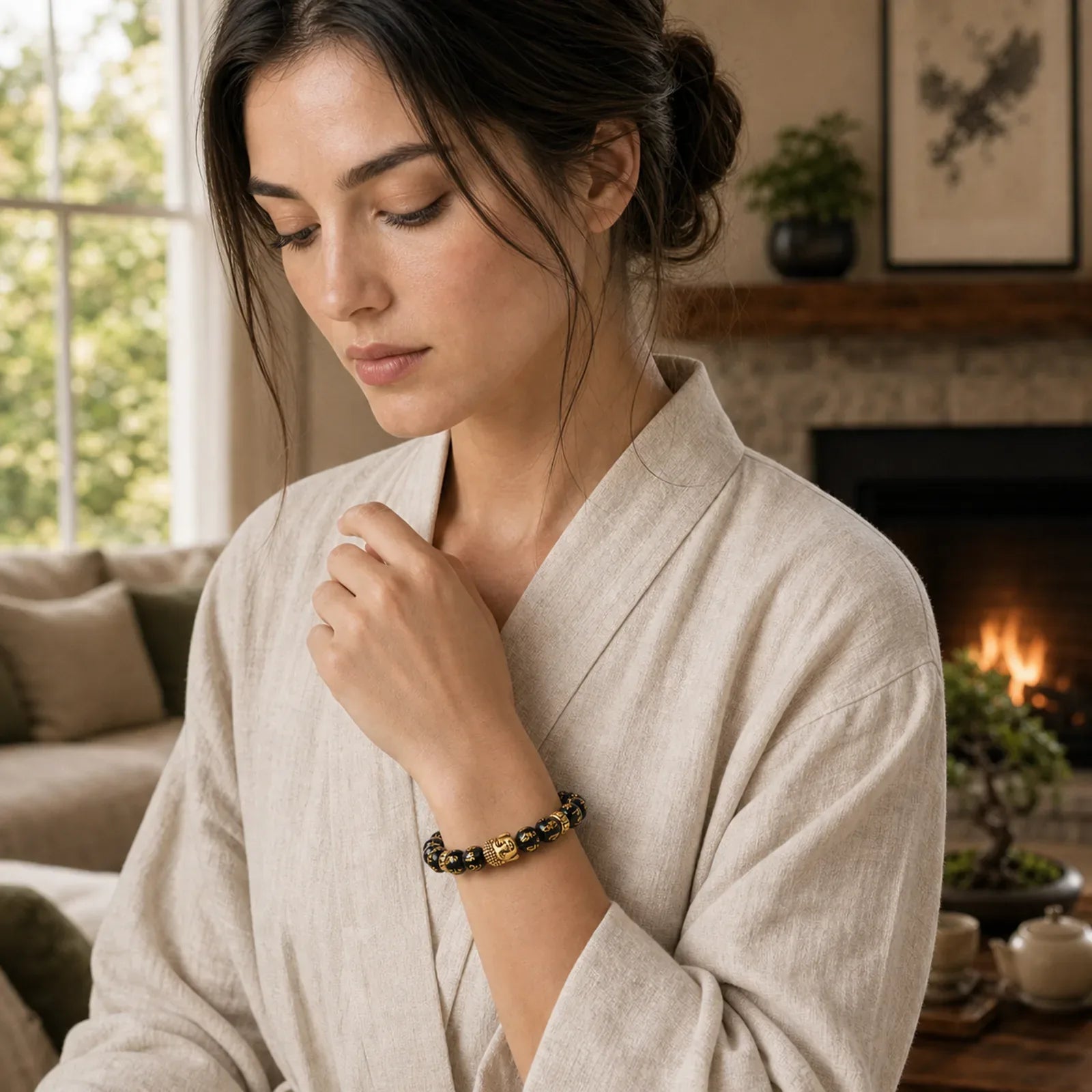 Tibetan Buddha Mantra Amulet Bracelet featuring Om, Six True Words (Om Mani Padme Hum), Om Mani Padme Hum