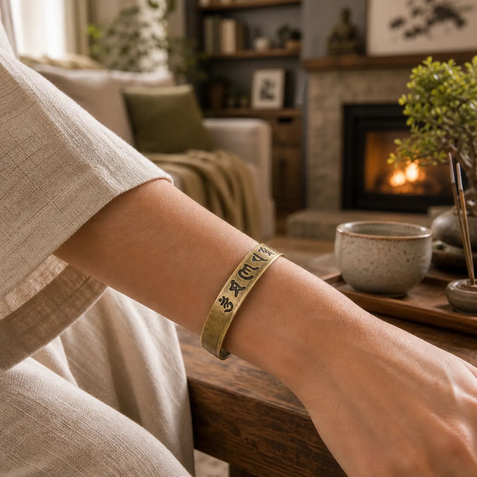 Tibetan Buddha Mantra Bracelet featuring Om, Six True Words (Om Mani Padme Hum), Om Mani Padme Hum