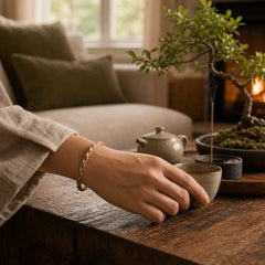 Tibetan Bump Texture Copper Luck Cuff Bracelet Bangle featuring Copper