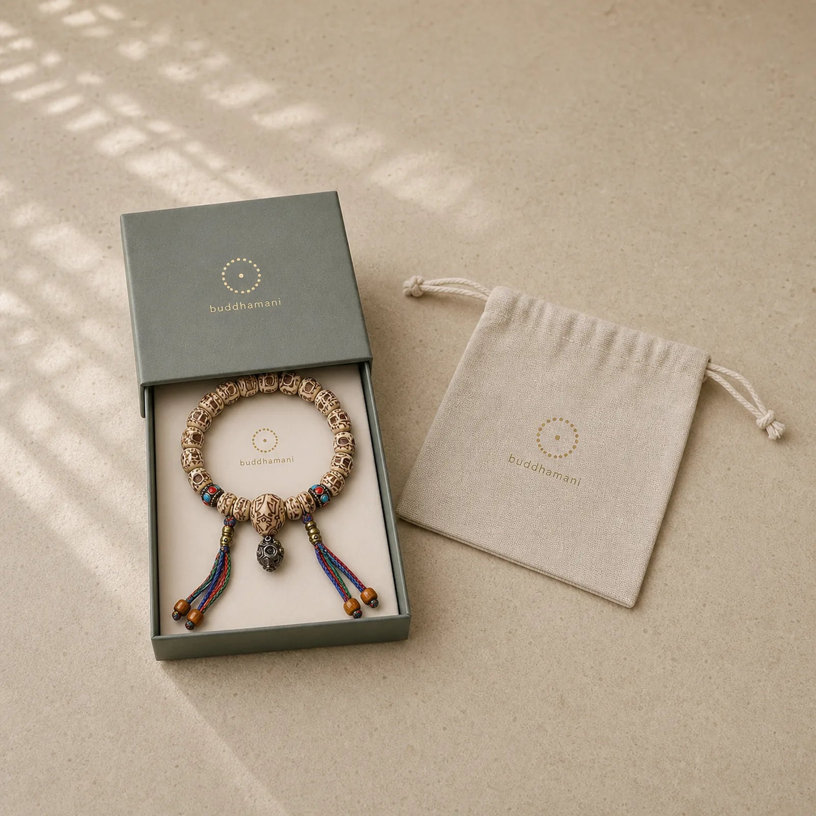 Tibetan Camel Bone Garuda Carved Protection Tassel Bracelet featuring Camel Bone, Garuda, Dragon
