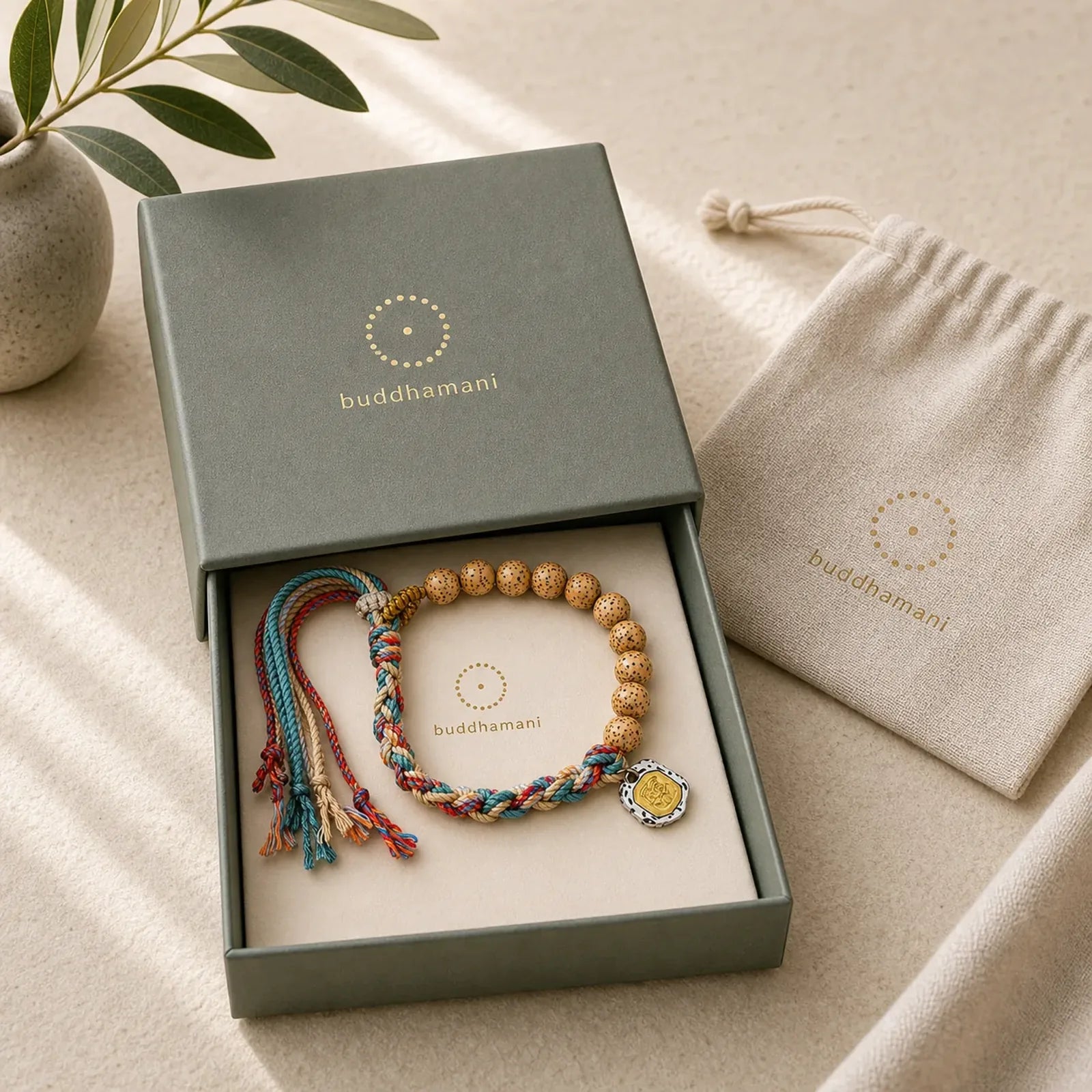 Tibetan Colored Rope Bodhi Seed Zakiram Goddess Of Wealth Adjustable Protection Bracelet featuring Bodhi Seed, Red String, Copper