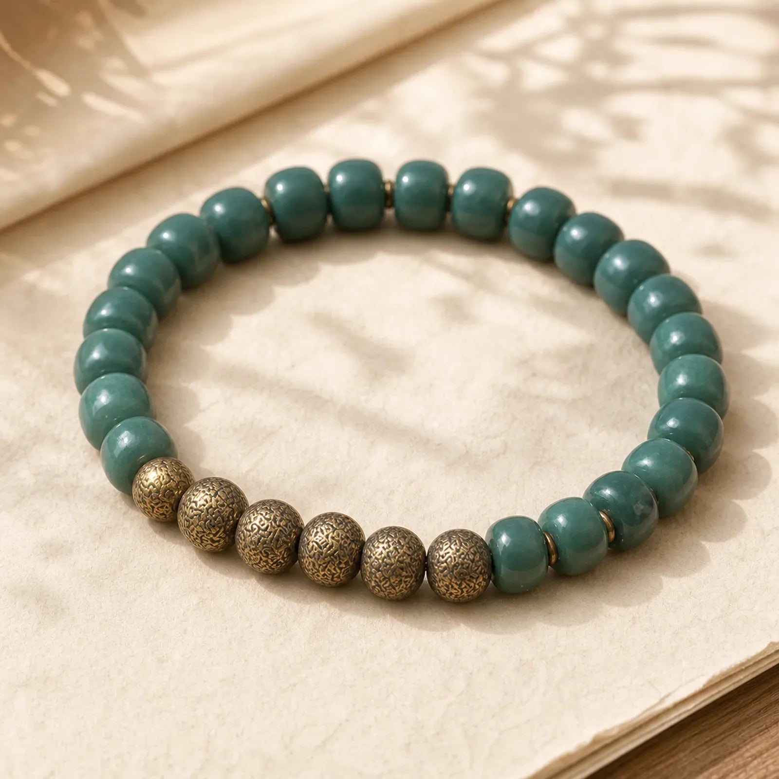 Tibetan Cyan Bodhi Seed Copper Success Bracelet featuring Bodhi Seed, Copper