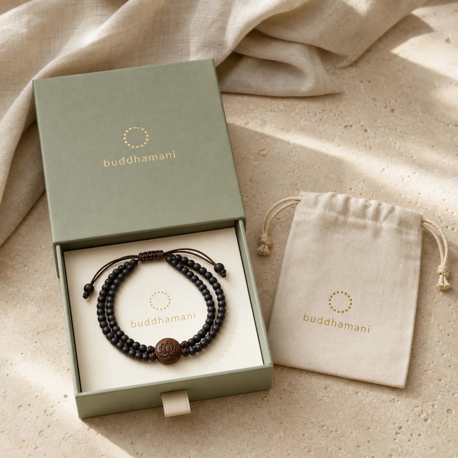 Tibetan Double Layer Cypress Bodhi Lotus Healing Bracelet featuring Cypress, Lotus, Lotus Symbol