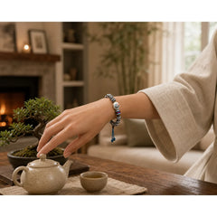 Tibetan Dzi Bead The Lord of the Corpse Forest Protection Bracelet featuring Dzi Bead, The Lord of the Corpse Forest, Nine-Eye Dzi Bead