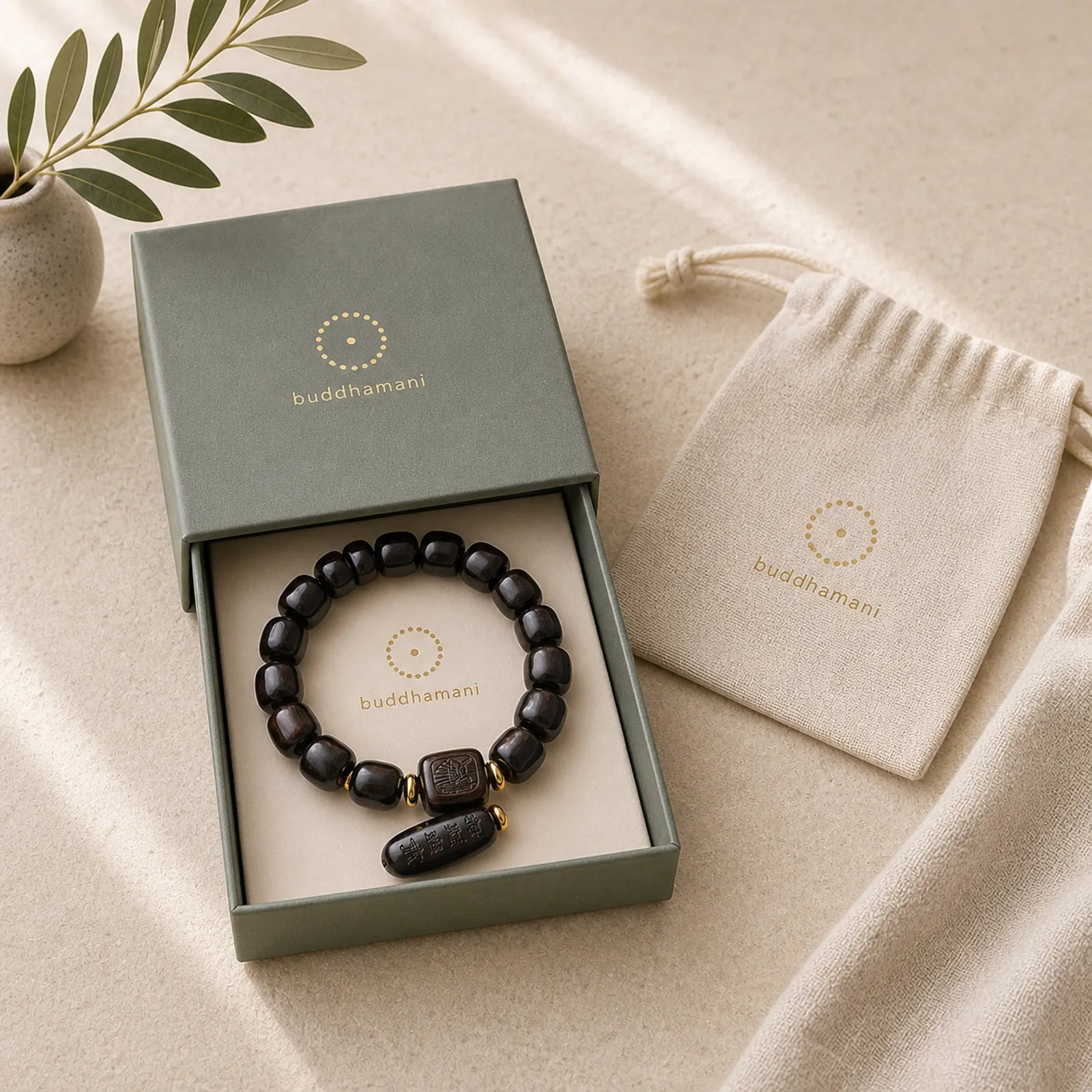 Tibetan Ebony Wood Barrel Beads Lucky And Treasure Balance Bracelet featuring Ebony Wood, Ebony, Copper