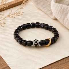 Tibetan Ebony Wood Dzi Bead Balance Calm Bracelet featuring Ebony Wood, Ebony, Dzi Bead