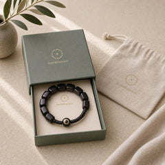 Tibetan Ebony Wood Dzi Bead Strength Bracelet featuring Ebony Wood, Ebony, Dzi Bead