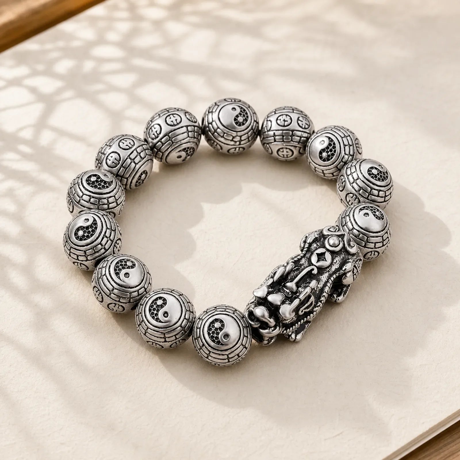 Tibetan FengShui PiXiu Wealth Bracelet featuring Pixiu, Silver, Copper