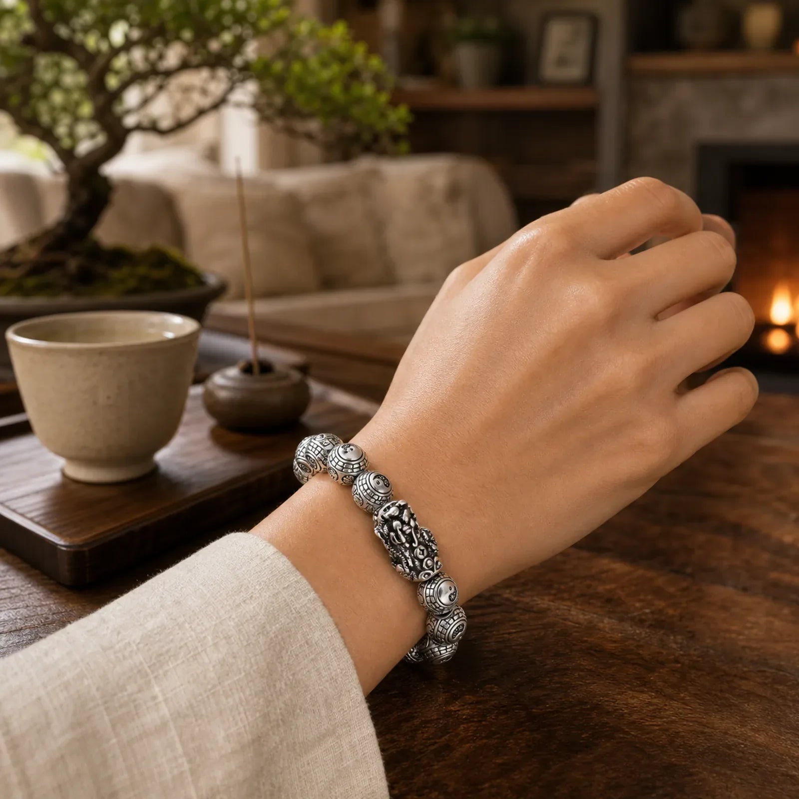Tibetan FengShui PiXiu Wealth Bracelet featuring Pixiu, Silver, Copper