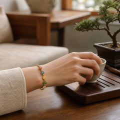 Tibetan Five God Of Wealth Copper Beads Luck Bracelet featuring Copper