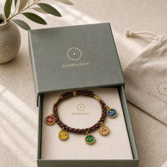 Tibetan Five God Of Wealth Thangka Luck Braid String Bracelet featuring
