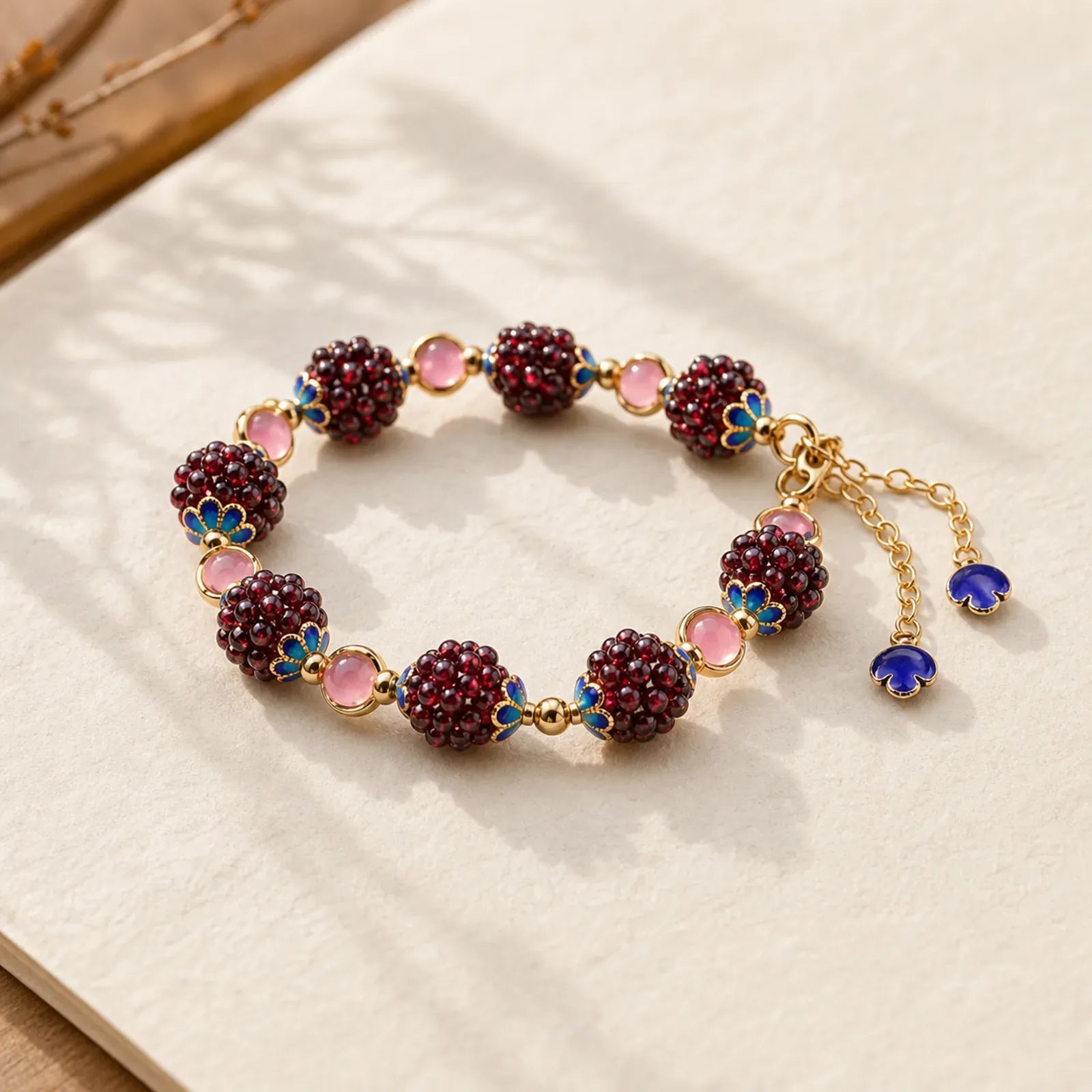 Tibetan Garnet Calm Bracelet featuring Garnet, Amethyst
