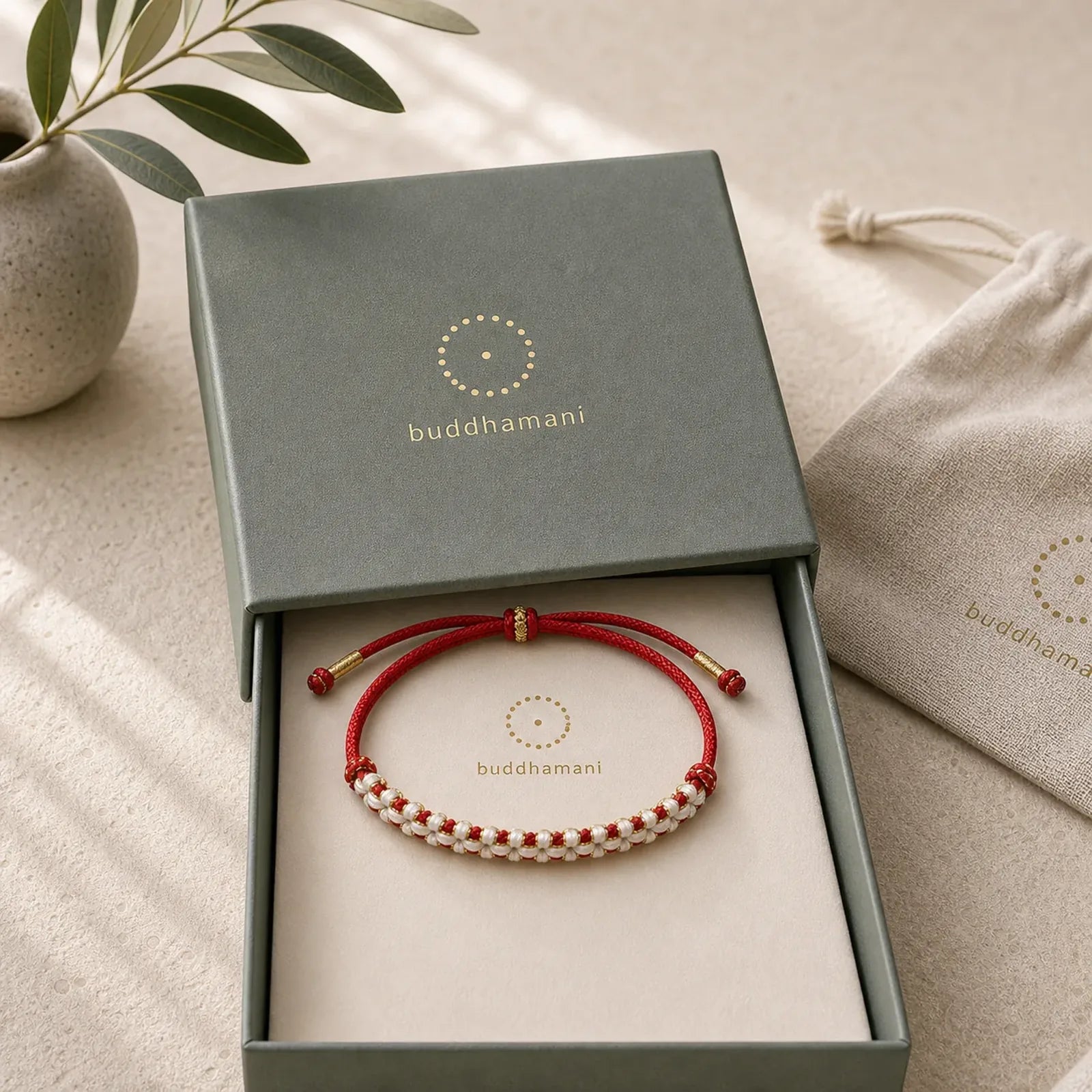 Tibetan Gold Thread Colorful Peach Blossom Knot Connection Braided Bracelet featuring Red String