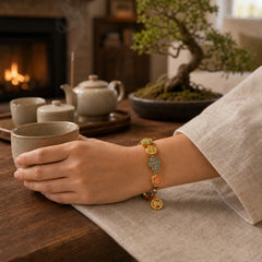Tibetan Gourd Fortune Happiness Lion Wealth Luck Bracelet featuring Lion, Copper