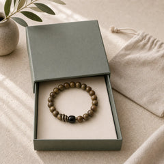 Tibetan Green Sandalwood Crystal Soothing Peace Bracelet featuring Green Sandalwood, Sandalwood, Black Obsidian