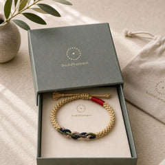Tibetan Hand-rubbed Cotton Rope Luck Bracelet featuring Red String