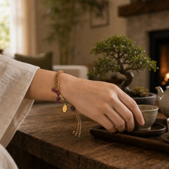 Tibetan Hand-woven Colored Rope Adjustable Tassels Nafu Luck Bracelet featuring Fu Character