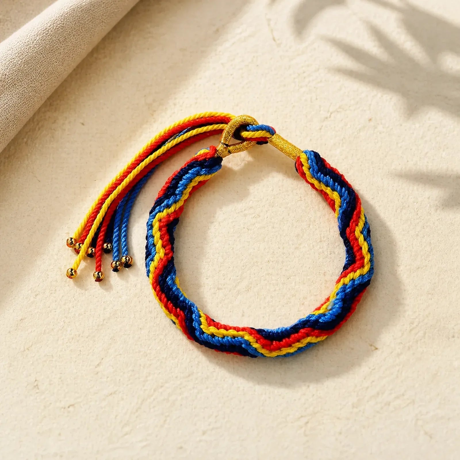 Tibetan Hand-woven Colored Rope Luck Bracelet featuring Red String