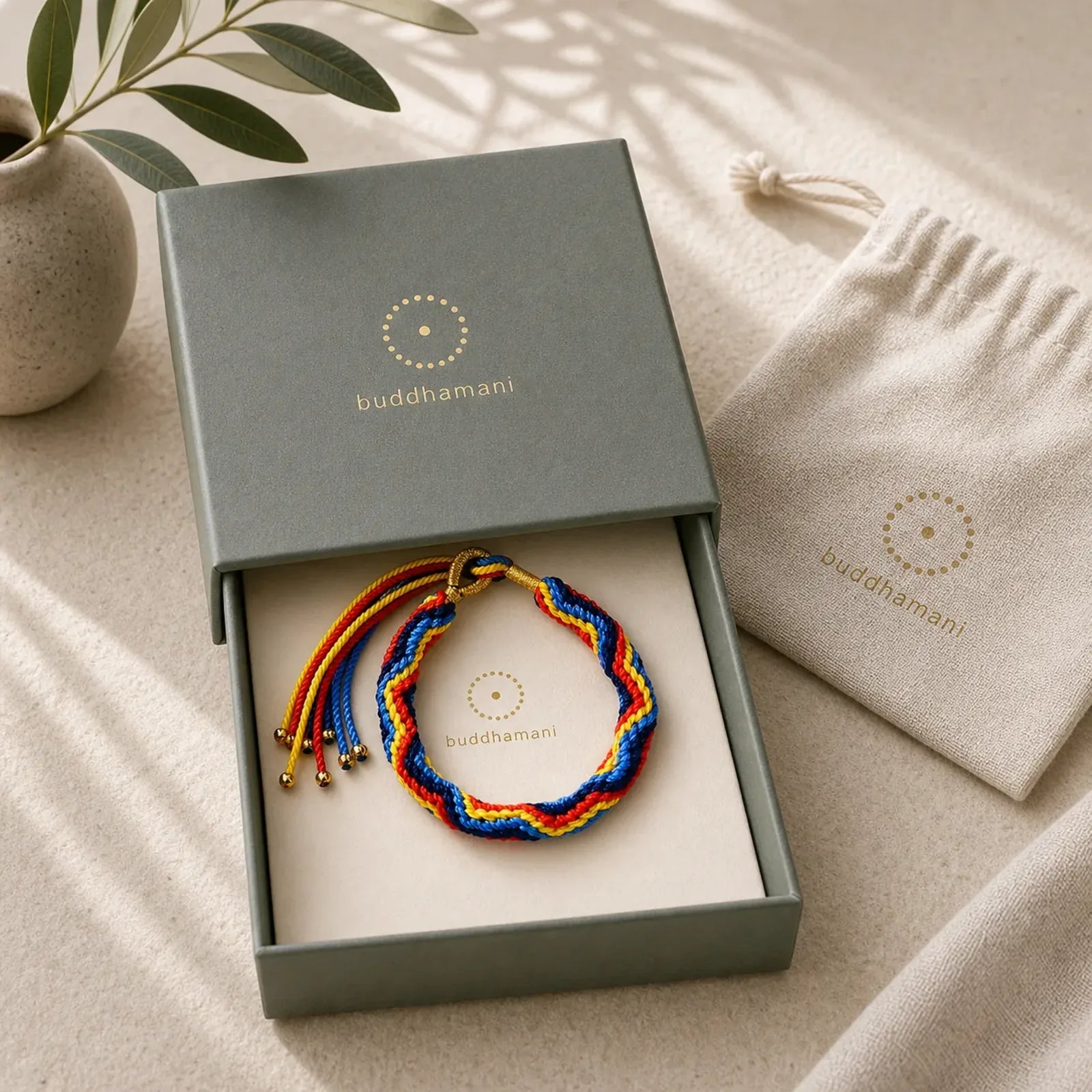 Tibetan Hand-woven Colored Rope Luck Bracelet featuring Red String