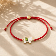Tibetan Handmade 925 Sterling Silver Lucky Elephant Red String Bracelet featuring Silver, Red String, Elephant Symbol