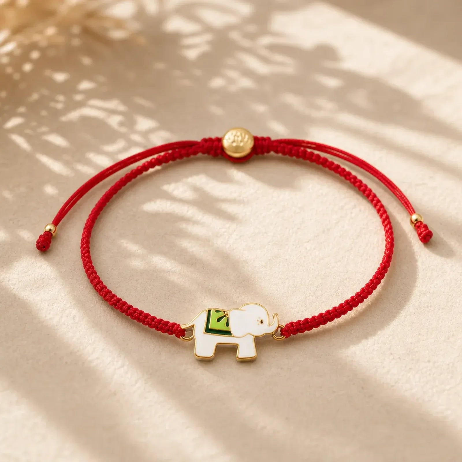 Tibetan Handmade 925 Sterling Silver Lucky Elephant Red String Bracelet featuring Silver, Red String, Elephant Symbol