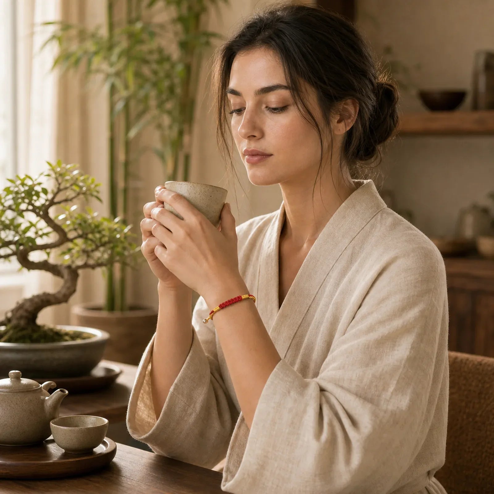 Tibetan Handmade Braid Luck String Protection Bracelet featuring Red String