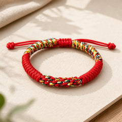 Tibetan Handmade Colorful King Kong Knot Luck Braid String Bracelet featuring Red String