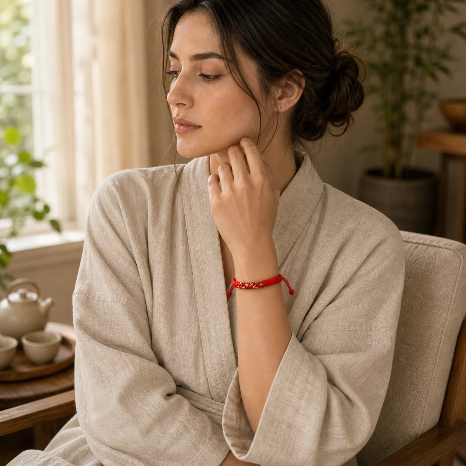 Tibetan Handmade Colorful King Kong Knot Luck Braid String Bracelet featuring Red String