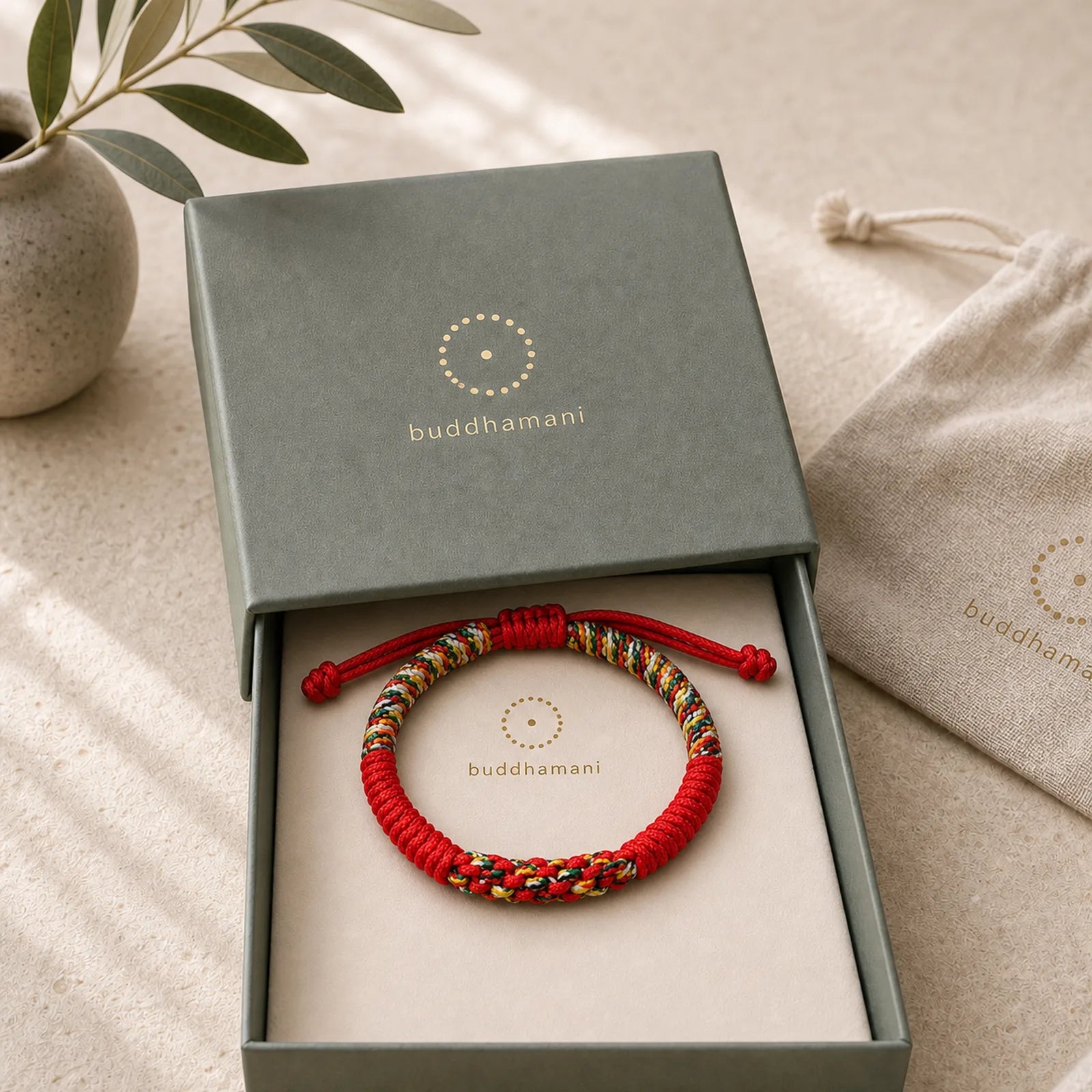 Tibetan Handmade Colorful King Kong Knot Luck Braid String Bracelet featuring Red String