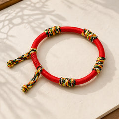 Tibetan Handmade Colorful King Kong Knot Lucky Protection Braid String Bracelet featuring Red String