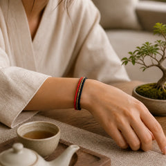Tibetan Handmade Eight Thread Peace Knot Protection Braided String Bracelet featuring Red String