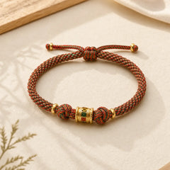 Tibetan Handmade Luck Prayer Wheel Bead Charm Weave Colorful String Bracelet featuring Red String
