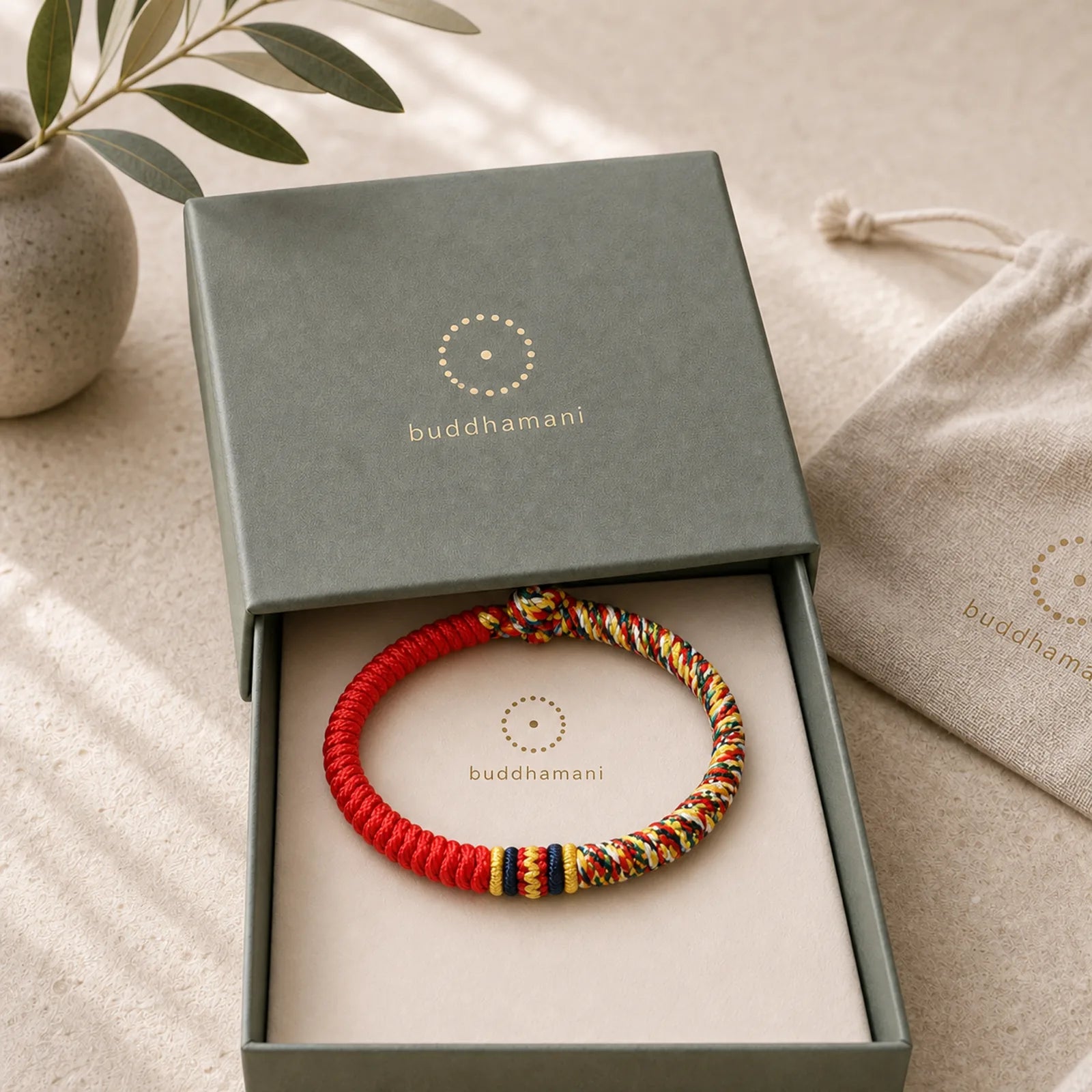 Tibetan Handmade Multicolored Thread King Kong Knot Strength Braid String Bracelet featuring Red String, Dragon