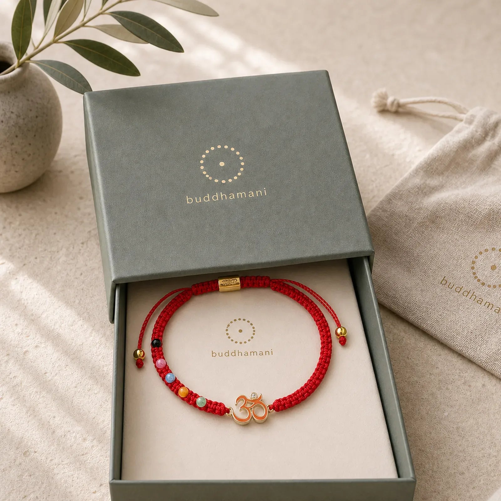 Tibetan Handmade OM Mindfulness Red String Bracelet (Extra 30% Off | USE CODE: FS30) featuring Om, Red String, Om Symbol