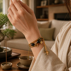 Tibetan Handmade Rope Liuli Glass Bead Braided Multilayered Healing Bracelet featuring Five Elements