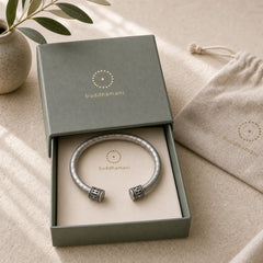 Tibetan Heart Sutra White Copper Luck Bracelet featuring Copper