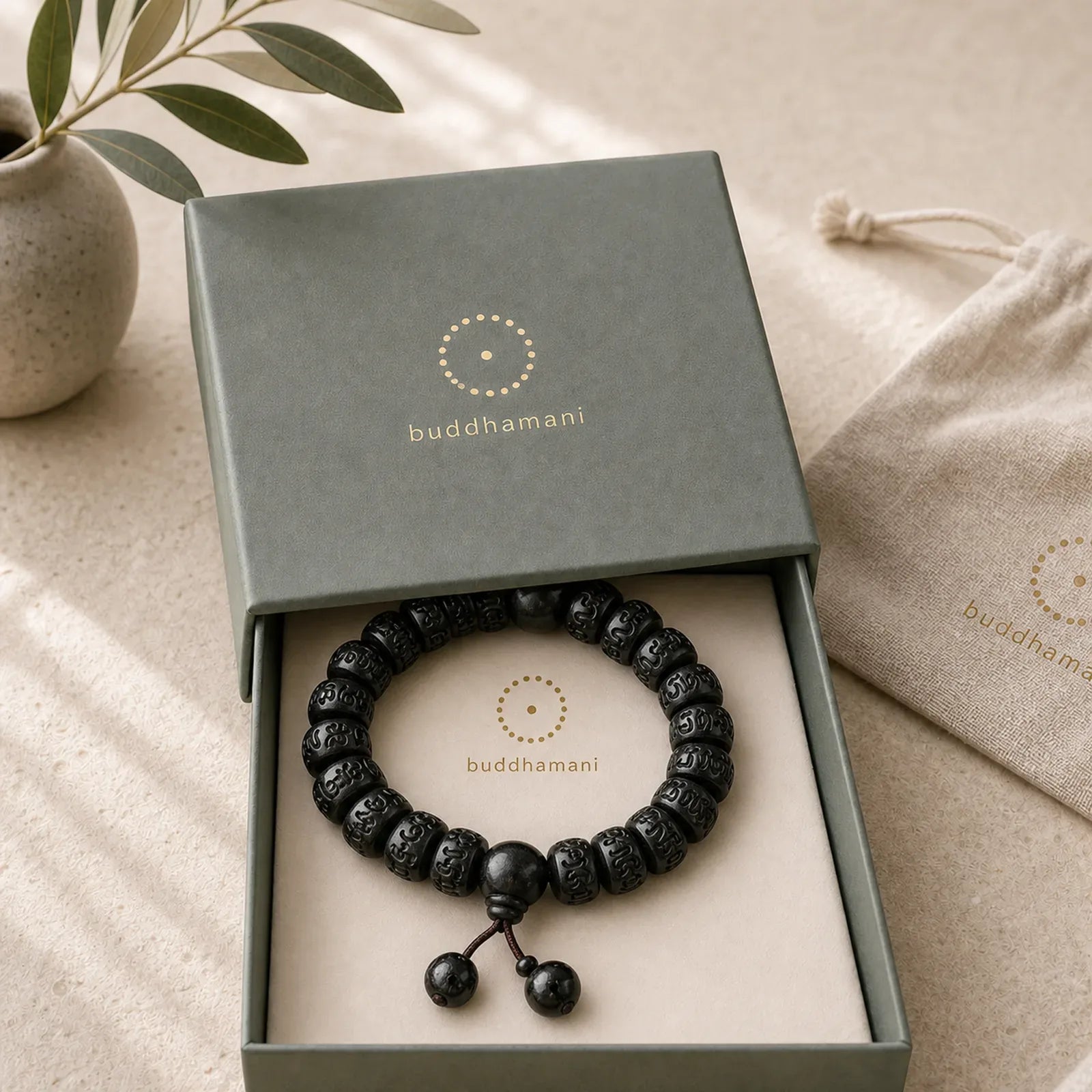 Tibetan Lightning Strike Wood Protection Bracelet featuring Lightning Strike Wood, Om Mani Padme Hum, Om