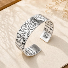 Tibetan Lotus White Copper Luck Bracelet featuring Lotus, Copper, Lotus Symbol