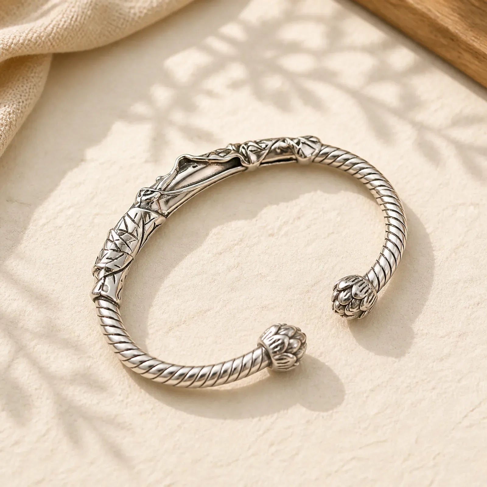 Tibetan Lotus White Copper Wealth Bracelet featuring Lotus, Copper, Lotus Symbol