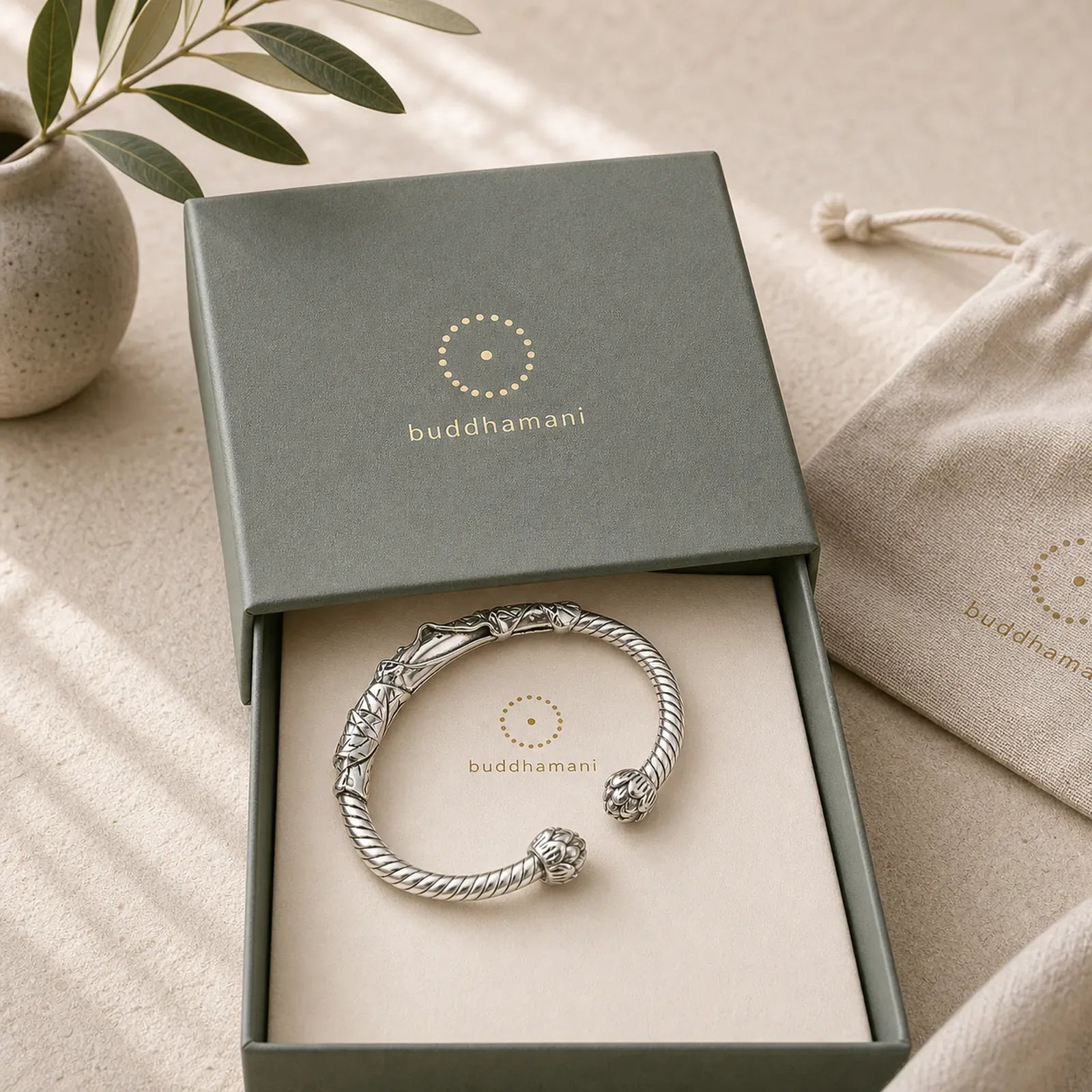 Tibetan Lotus White Copper Wealth Bracelet featuring Lotus, Copper, Lotus Symbol