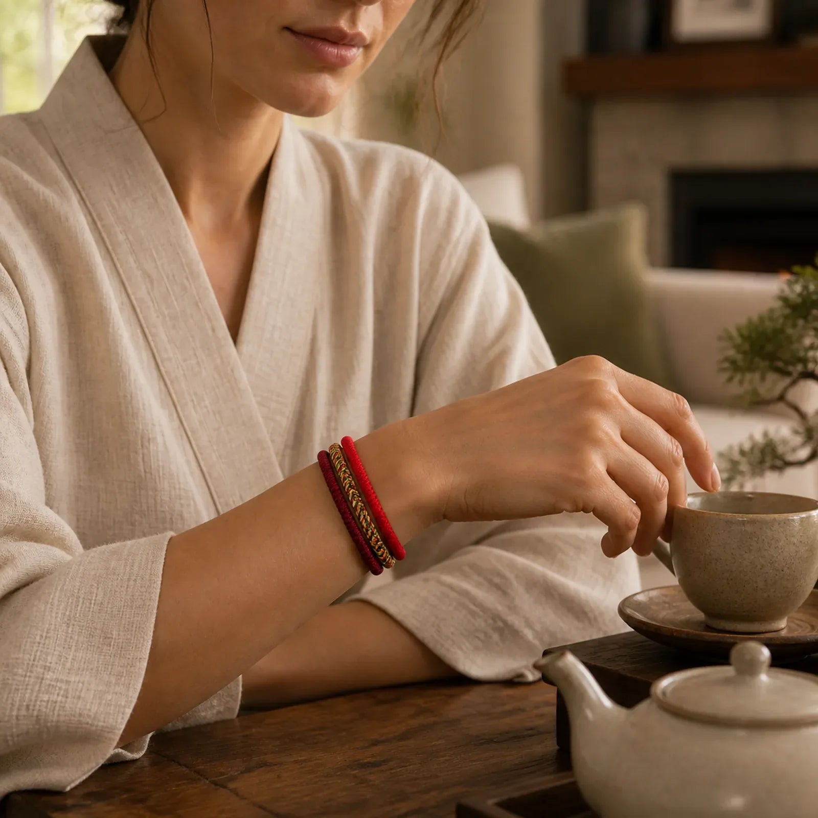 Tibetan Lucky 3 Combination Sets Red String Bracelet featuring Red String